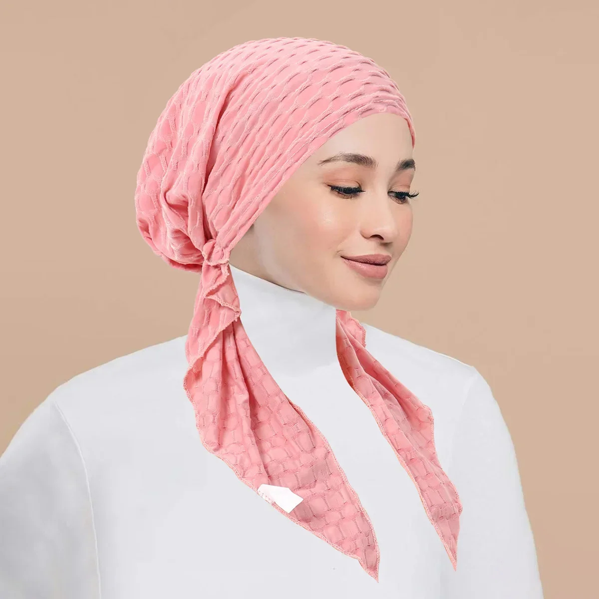 

New Women Pre-Tied Hat Muslim Inner Hijab Headscarf Long Tail Hair Loss Chemo Cap Bonnet Turban Bandanas Headband Turbante Mujer