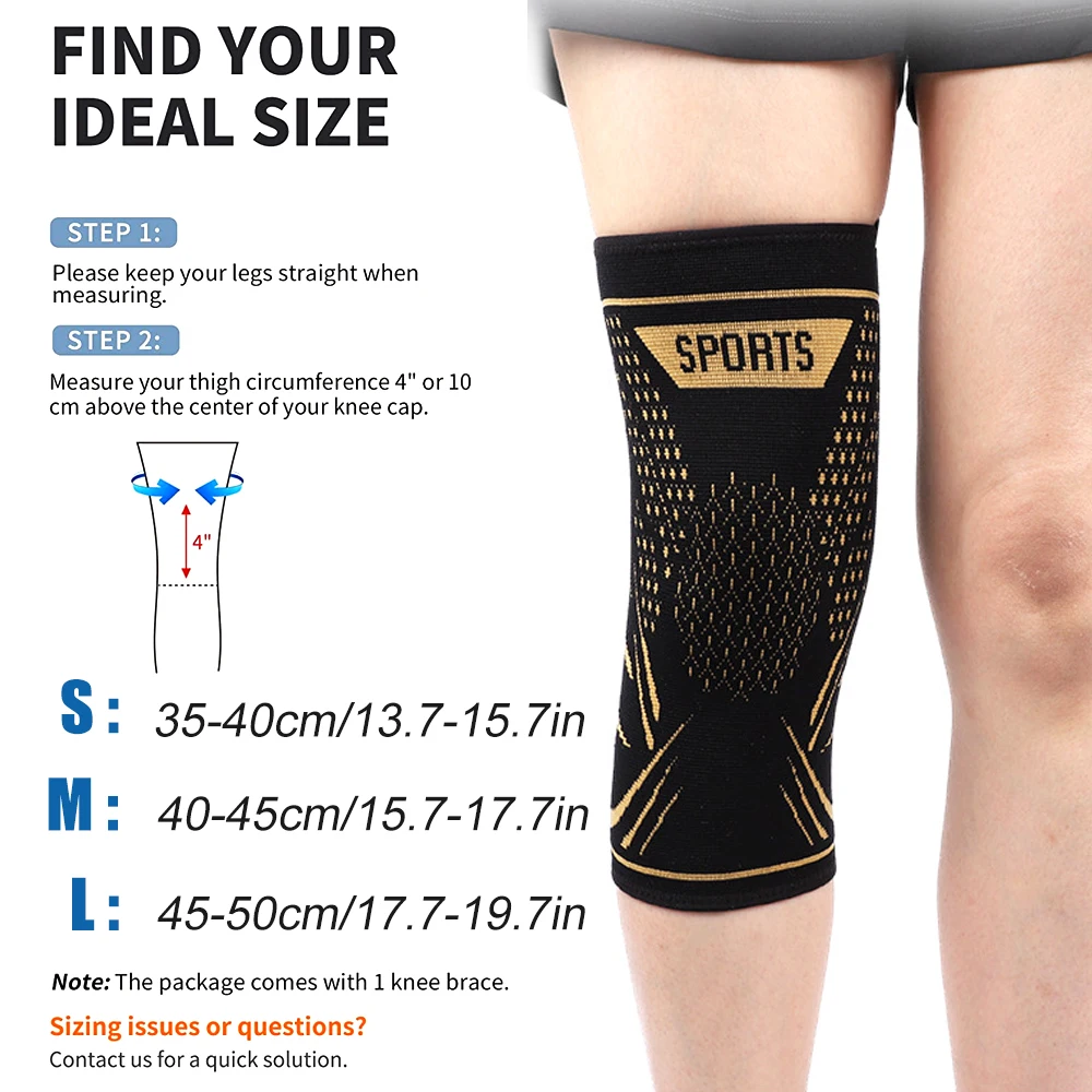 1Pair Copper Knee Braces for Men Women,Knee Supports Copper Compression Knee Sleeve for Knee Pain,Arthritis,Sports