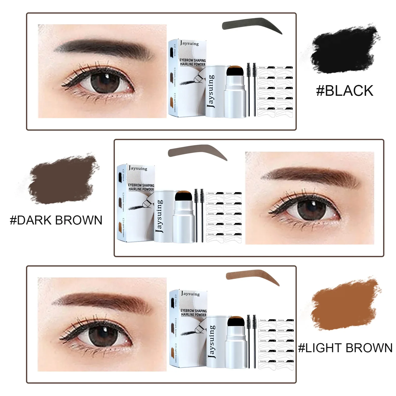 Jaysuing Eyebrow Print Set Embellish Hairline Eyebrow Contouring Shadow Lasting Waterproof Portable Eyebrow Stamp Shaping Kit