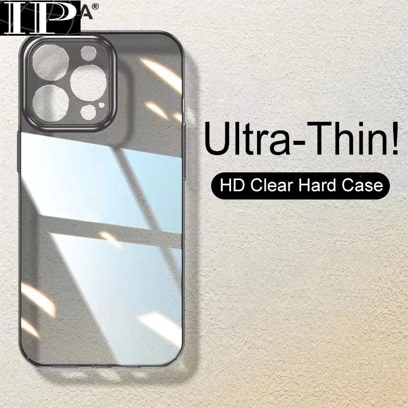 Ultra Thin PC Hard Crystal Clear Case For iPhone 16 15 14 Plus 13 12 11 Pro Max Glossy Transparent Camera Protection Slim Cover