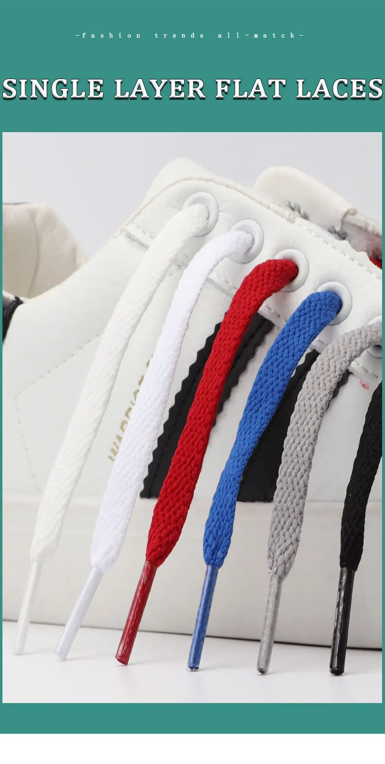 Flache Schnürsenkel für Sneaker, klassische weiße und schwarze Schnürsenkel, Canvas-Basketball-, Freizeit- und Tennisschnürsenkel in 36 Farben für Damen und Herren – Detail 1