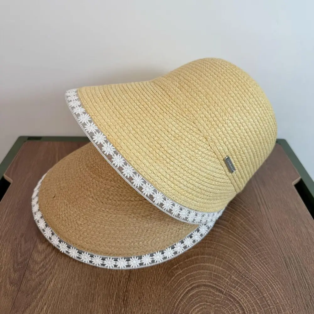 Fashion UV Protection Lace Straw Hat Daisy Flower Sunscreen Hat Boho Weave Lafite Hat Spring