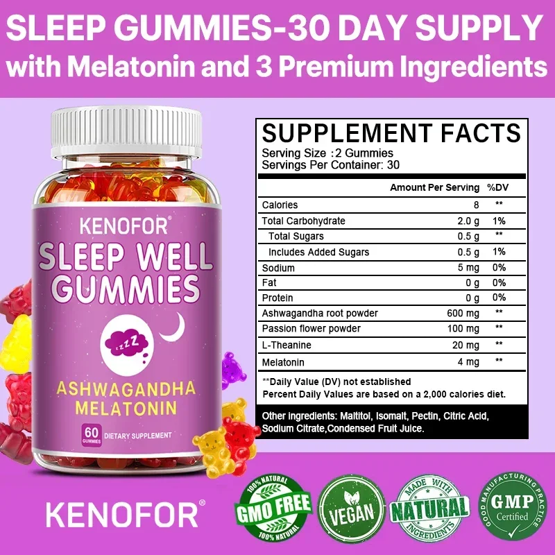 Kenofor Sweet Dream Gummies, supporta il sonno, si dorme rapidamente e rilassa la mente