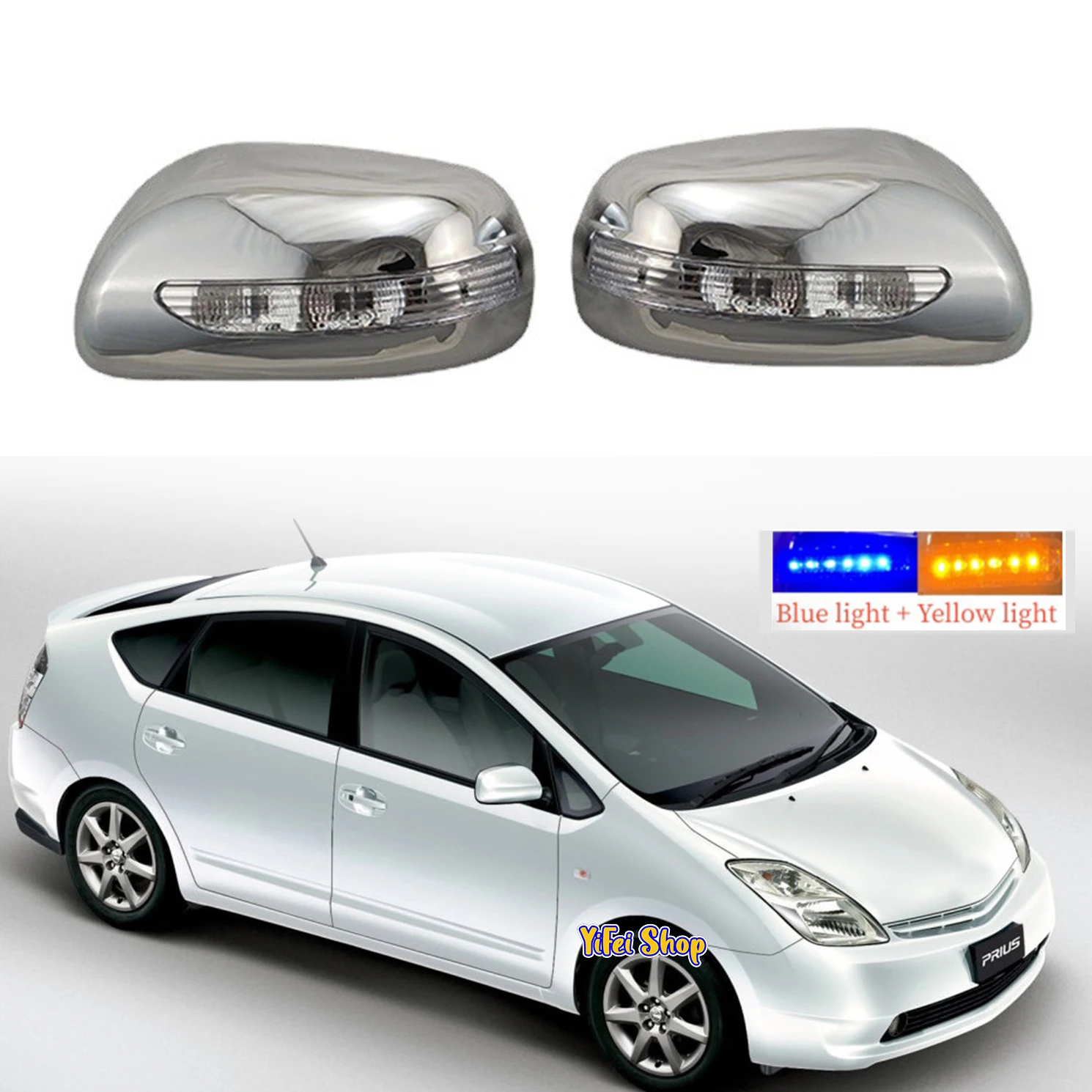 

Car ABS Chrome Rearview Accessories Plated Trim For Toyota Wish 2003 2005 2006 2008 2009 Side Door Mirror Cover With LED Light