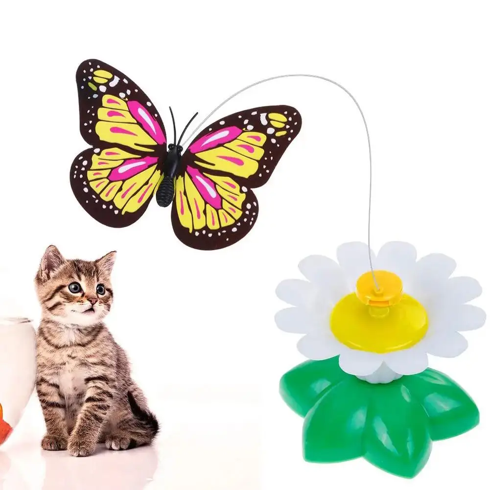 Borboleta Elétrica Rotativa de Cores Aleatórias, Produto para Animais de Estimação em Forma de Beija-flor que Gira ao Redor de Flores para Gatos e Borboletas, Brinquedos para Animais de Estimação