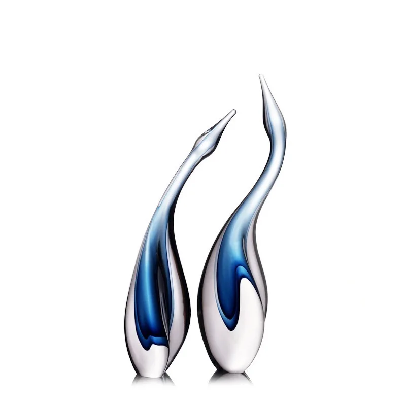 

Swan's love glass artwork hotel model room living room entrance ornament