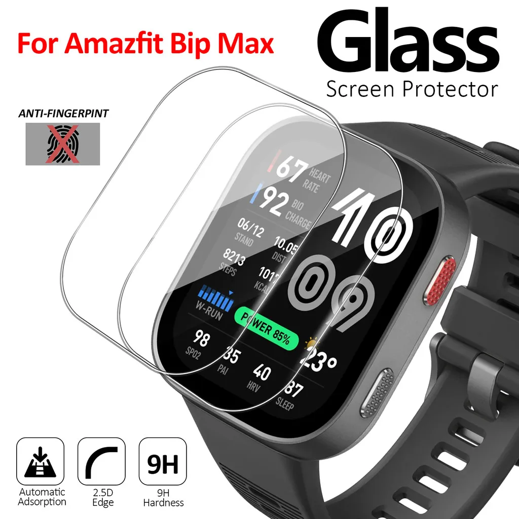 For Amazfit Bip Max Tempered Glass Screen Protector Ultra-Clear Anti-Scratch Bubble-Free Protective Film Guard HD Clarity