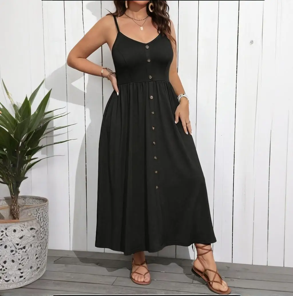 

Hot Sale 2025 New Women's Plus Size Dresses Summer Elegant Woman Casual Maxi Dress With Elastic Waist Comfortable Loose Fit