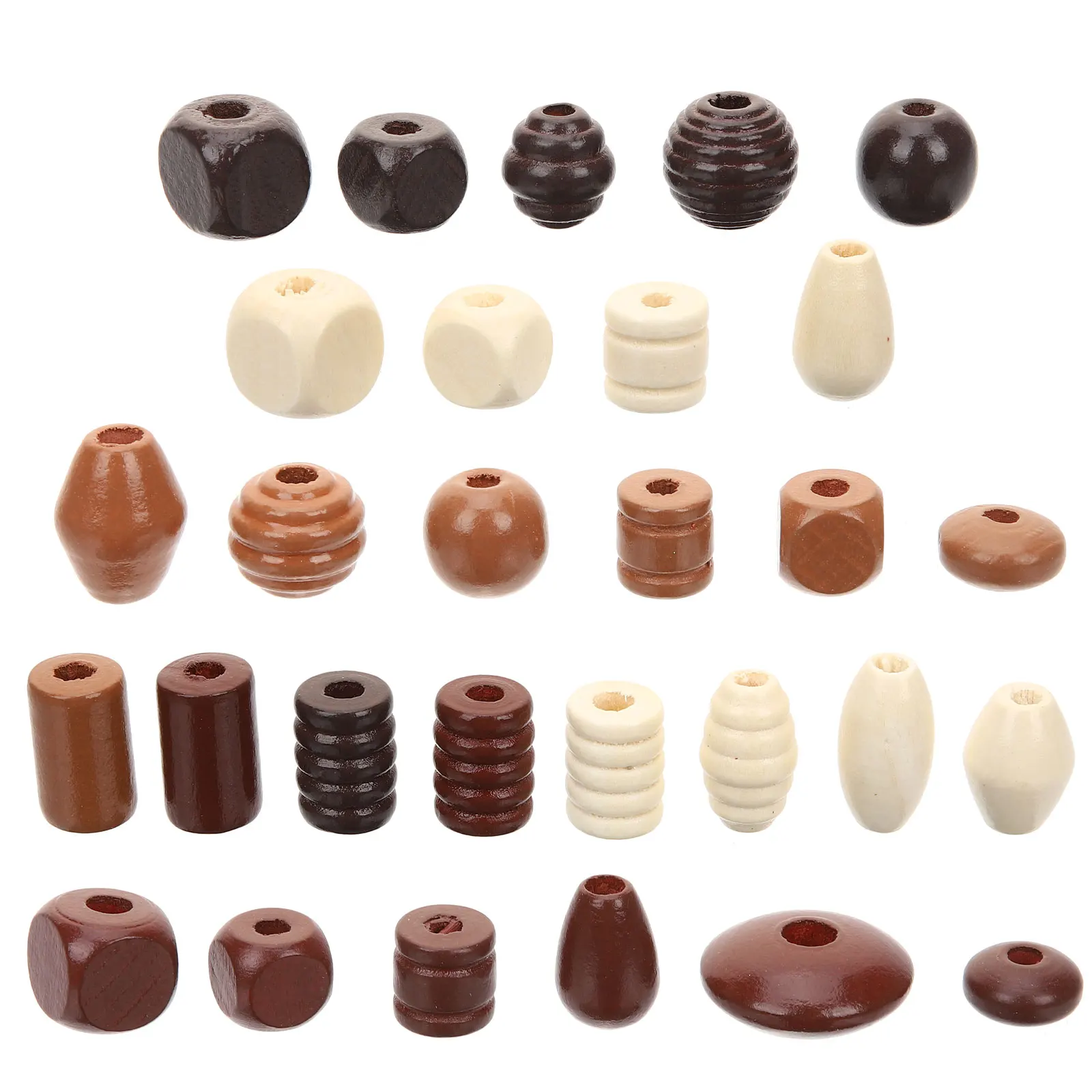 

Retro Wood Beads Spacer Loose DIY Jewelry Charm Large Hole Wooden Garland Crafts Bright Colors Durable Wear Resistant Beads