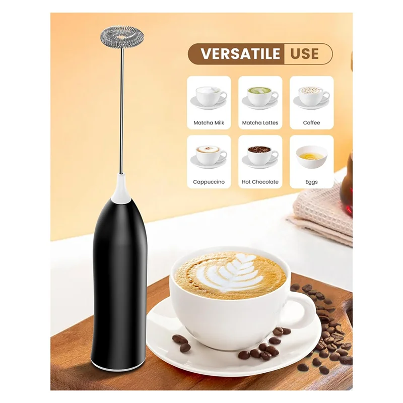 Pengocok Susu Stabil Dapat Diisi Ulang, Pengocok Susu Genggam yang Kuat untuk Kopi Latte, Cappuccino Tahan Lama