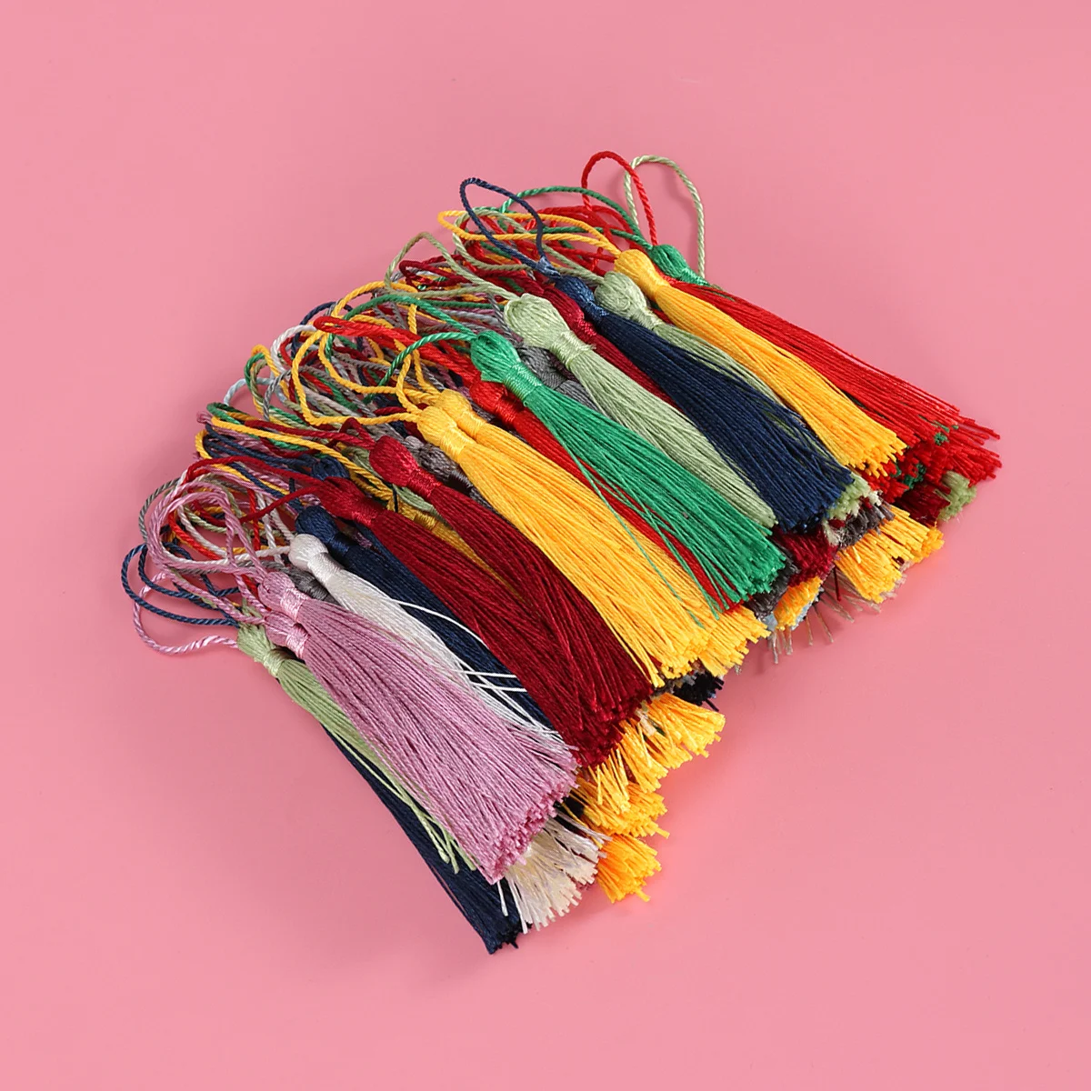 

50Pcs Chinese Knot Tassels Colorful Handmade Polyester Silk Tassels for Jewelry Accessories Keychain Bag Tags Decoration