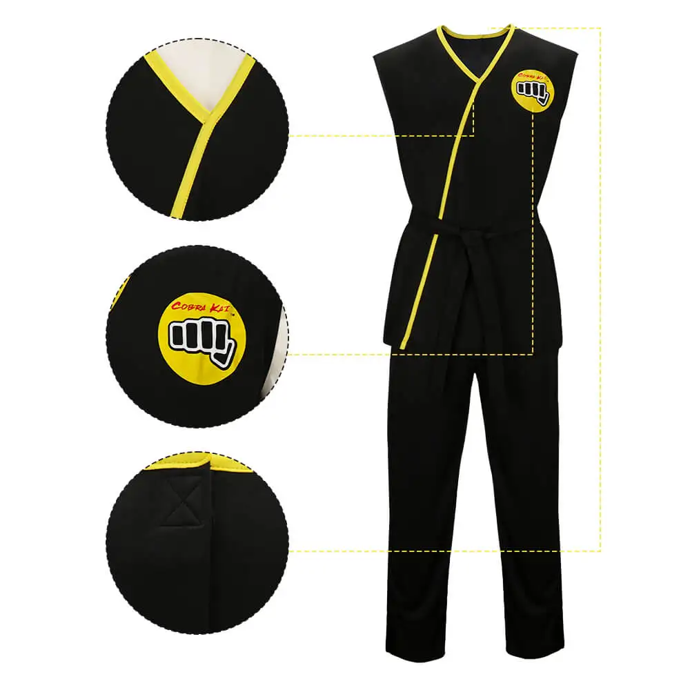 Cobra Kai Costume Cosplay Men's Suit Karate Kid Robby Keene Uniform Halloween Party Outfits Birthday