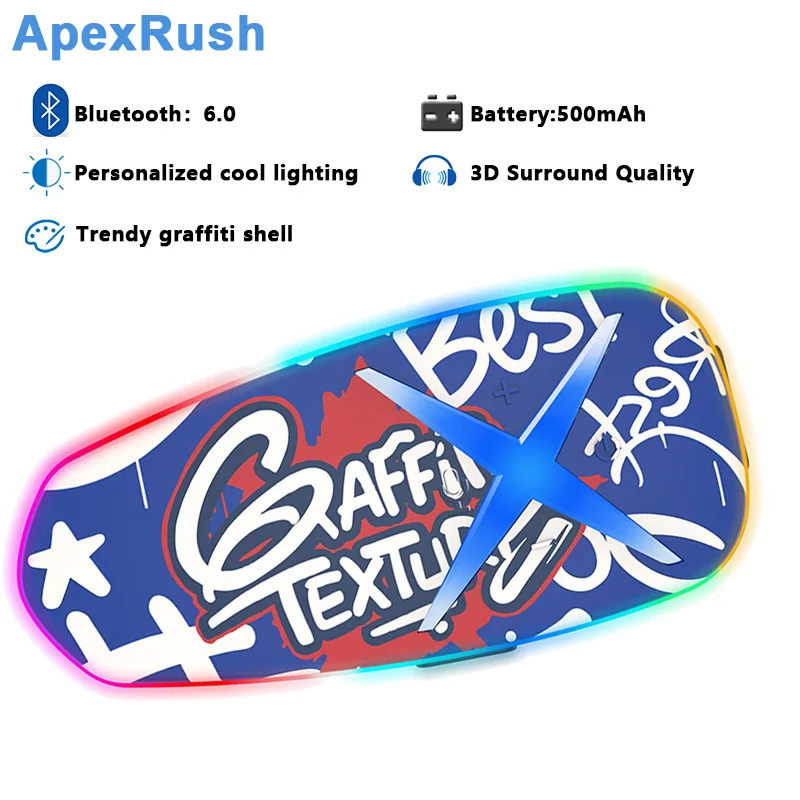 

Apex Rush Motorcycle Helmet Bluetooth Headset Voice Assistant 500mAh Battery Long Standby Time Waterproof IP65, Bluetooth 6.0