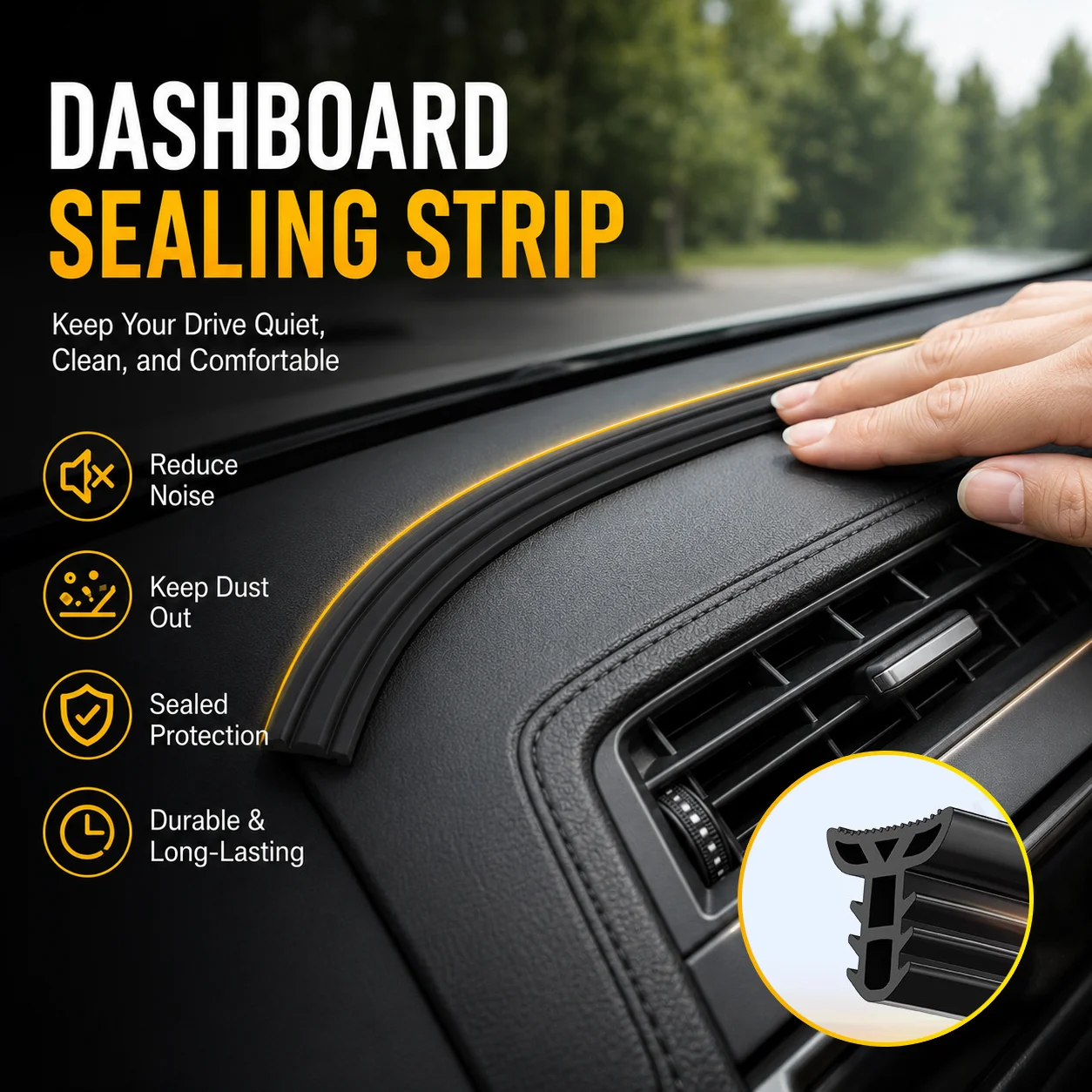 1.6M Car Dashboard Sealing Strips Sound Insulation Rubber Strip Weatherstrip Gap Filler Auto Edge Trim Seals For Windshield