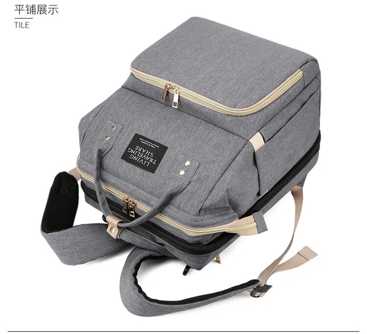 New Upgraded Multi Functional Foldable Detachable Feminine Backpack Large Capacity Mommy Bed Bag  Portable  Backpack Mother Baby