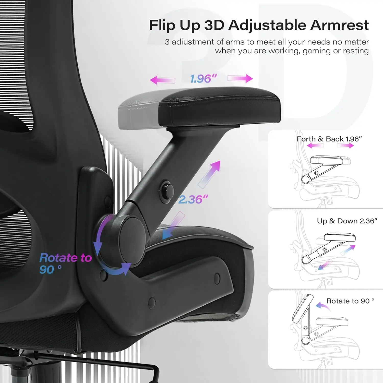 كرسي مكتب كبير وطويل بوزن 600 رطل، مسند رأس قابل للتعديل، ظهر شبكي مريح مع دعم قطني، عجلات كبيرة شديدة التحمل – تنفيذية