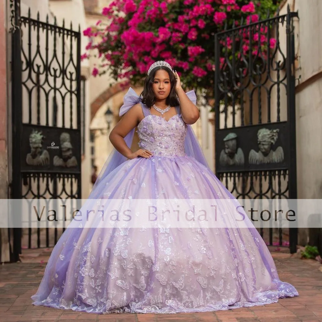 Lavanda vestido De Quinceañera, vestido De Baile De Princesa, apliques De lazo, vestido De boda, Vestidos De fiesta De cumpleaños, 15