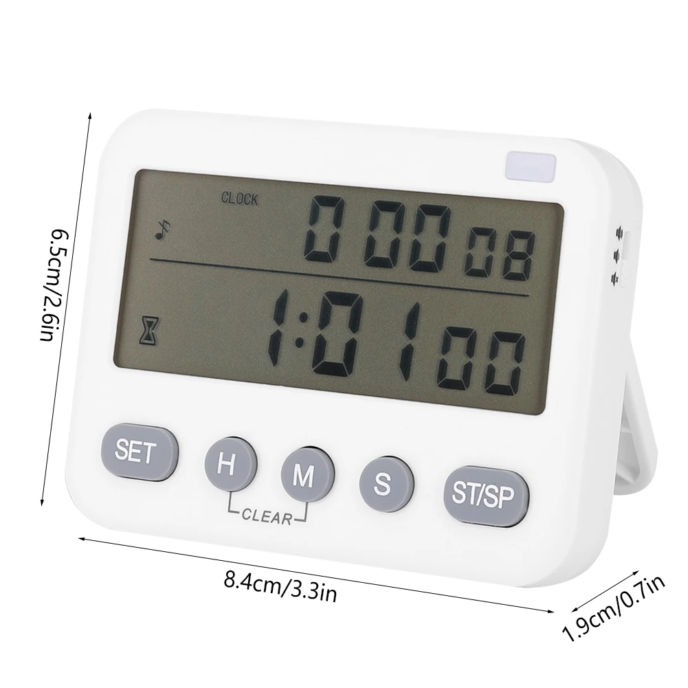 Cooking Timer, White Cooking Reminder, Household Kitchen Cooking Timer Mute Vibration Alarm Clock Reminder Timepiece