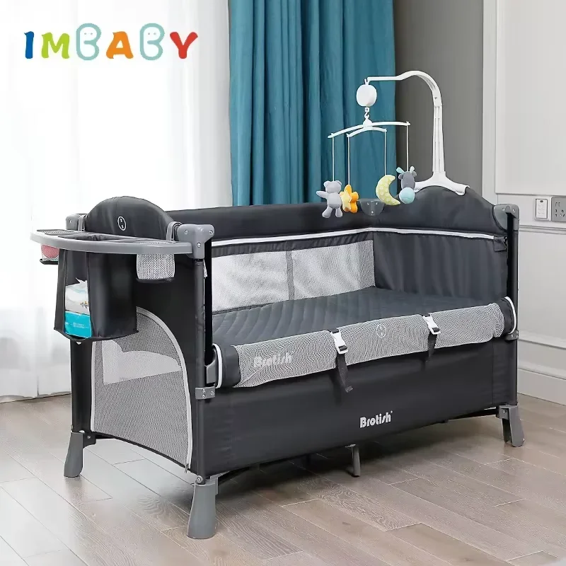 IMBABY, cama para bebé recién nacido, cunas multifuncionales para bebé, cuna plegable con mesa para pañales, cuna, cunas de dos pisos para bebé