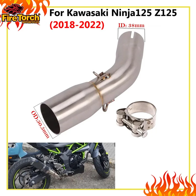 Système d'échappement de moto modifié avec tuyau de liaison intermédiaire et silencieux à enfiler pour Kawasaki Ninja125 Z125 NINJA 125 2018 - 2023