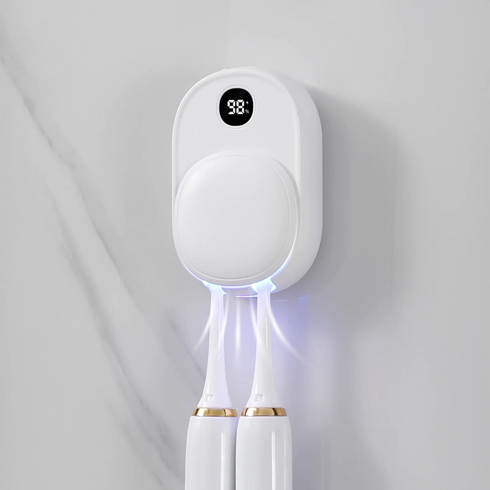 

1800mah Wireless Rechargeable Wall-mounted Intelligent Dual Toothbrush Sanitizers Travel 2Slots Toothbrush Sterilizers