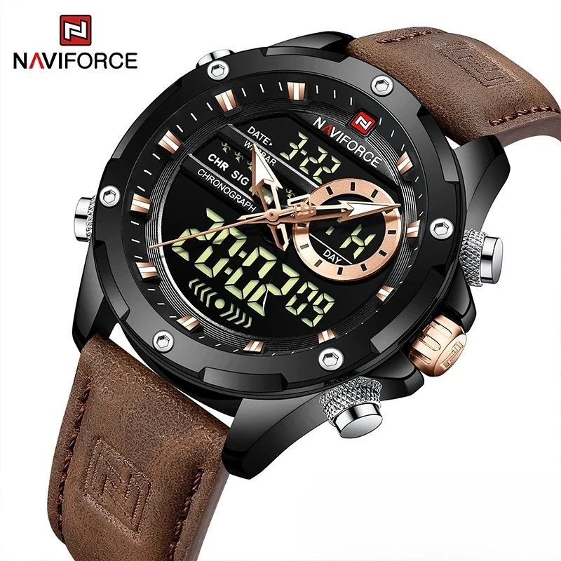 

NAVIFORCE NF9208 Luxury Men Quartz Watch Military LED Digital Waterproof Sport Chronograph Clock Relogios Masculino