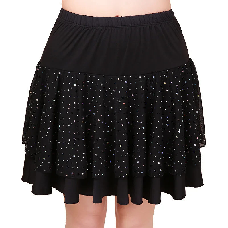 

Latin Dance Half-Length Short Skirt Sequined Square Dance Costume L Skirt Length 38 XL Skirt Length About 40