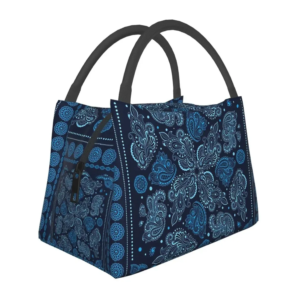 Cool Paisley Bandana Insulated Lunch Bag Women's Thermal Tote for Picnic Office School
