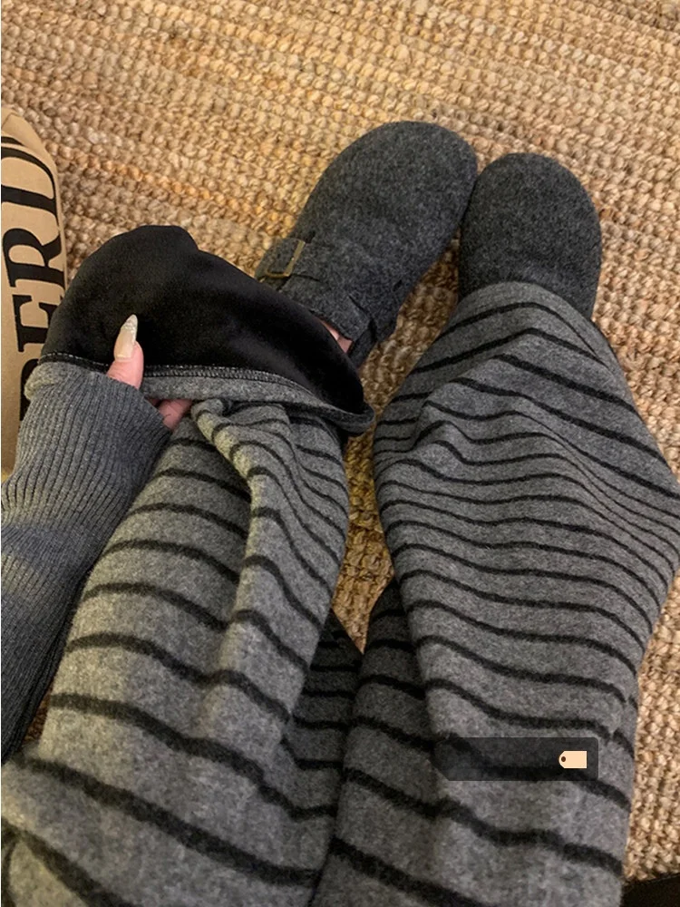 

Брюки с высокой талией, прямые, удобные, в полоску, широкие, повседневные, супер-стройнящие, модные, в корейском стиле, для работы и отдыха