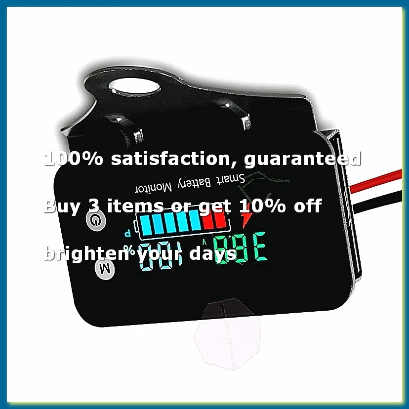 IPX7 Waterproof Battery Monitor with Bracket 7-100V,Car Motorcycle Golf Cart Battery Meter Buzzer Alarm & Temperature