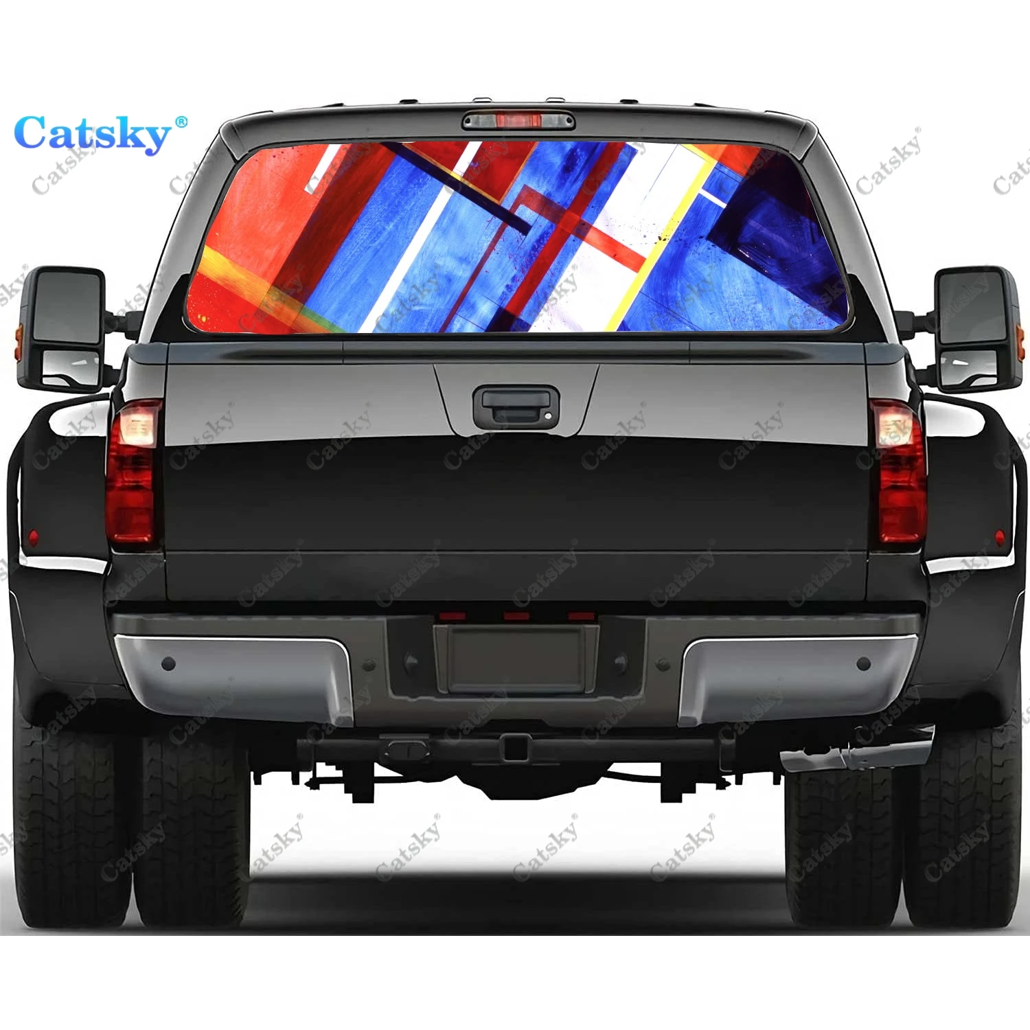 Abstraction Color Form Rear Window Decals for Truck,Pickup Window Decal,Rear Window Tint Graphic Perforated Vinyl Truck Sticker