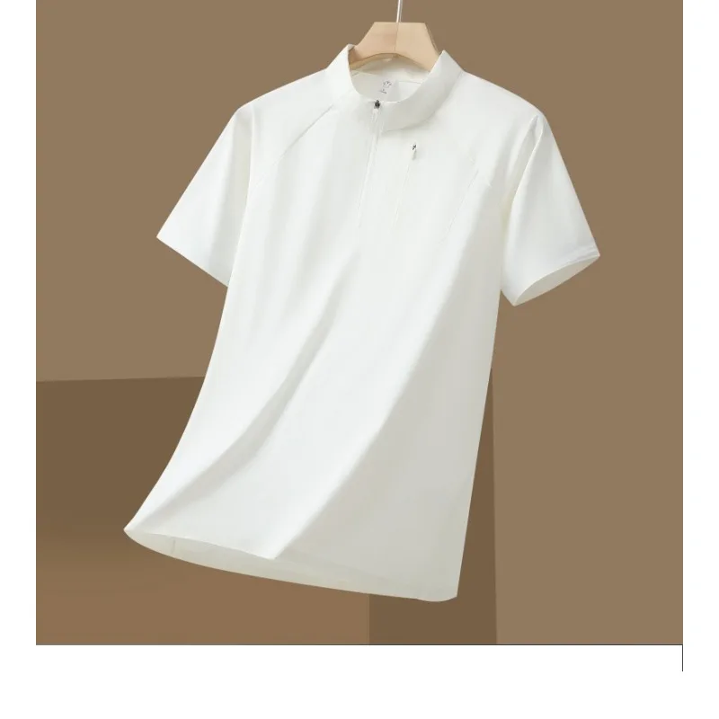 Summer Fashion Trend Ice Silk Polo Shirt for Couples Outdoor Running Fitness Sweat Absorption Quick Drying Casual T-shirt