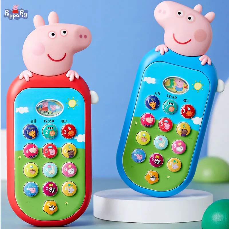 Peppa Pig Peggy Children\'s Toys Peggy George Mobile Phone Baby Bite Baby Puzzle Early Education Simulation Music Phone Gift