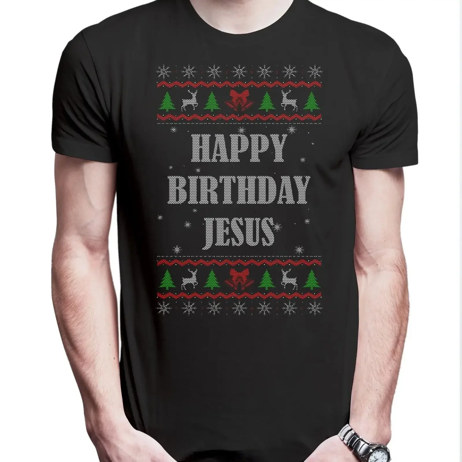 Happy Birthday Jesus Men's T Shirt L Offer Holy Christ Christmas X Mas vintage Washed Top For Everyday Wear Stylish Soft