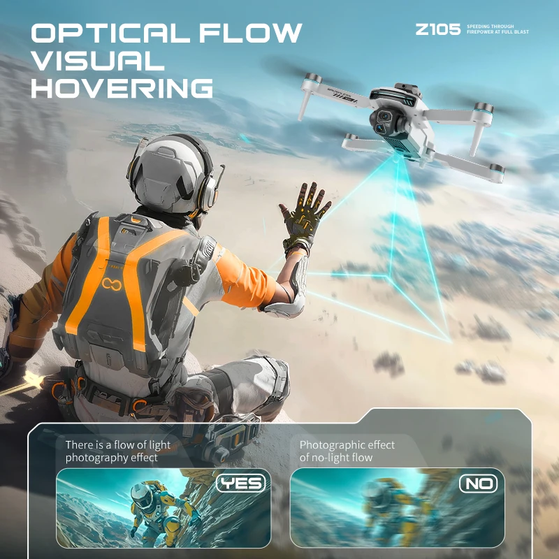 Drone Z105 Brushless Layar Besar 4.3 Remote Kamera 4K Optical Flow Hindar Rintangan 360 Mecha Quadcopter