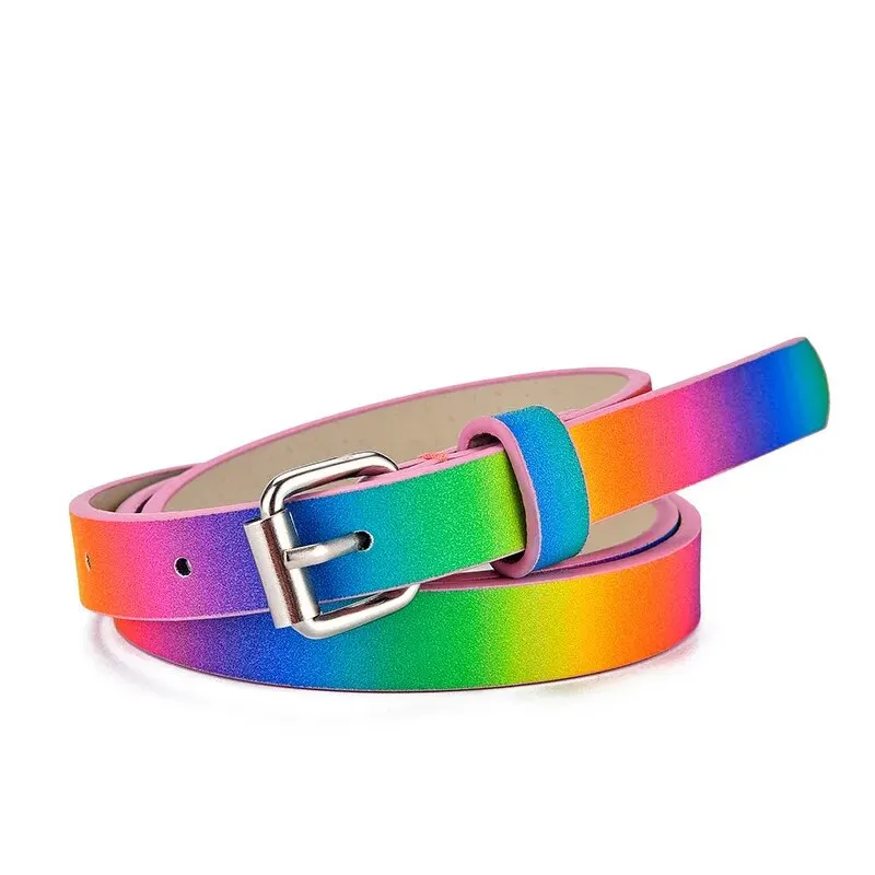 1pc nieuwe kinderriem mode glitter dunne riem casual trend jeugdriem basisschool jongens en meisjes riemen jeans korte riem