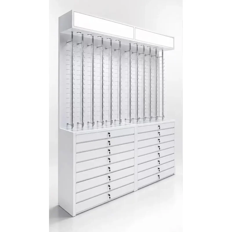 custom.Stainless Steel Tempered Glass LED Lighting Jewelry Showcase with Lockable Cabinet, Luxury Retail Display
