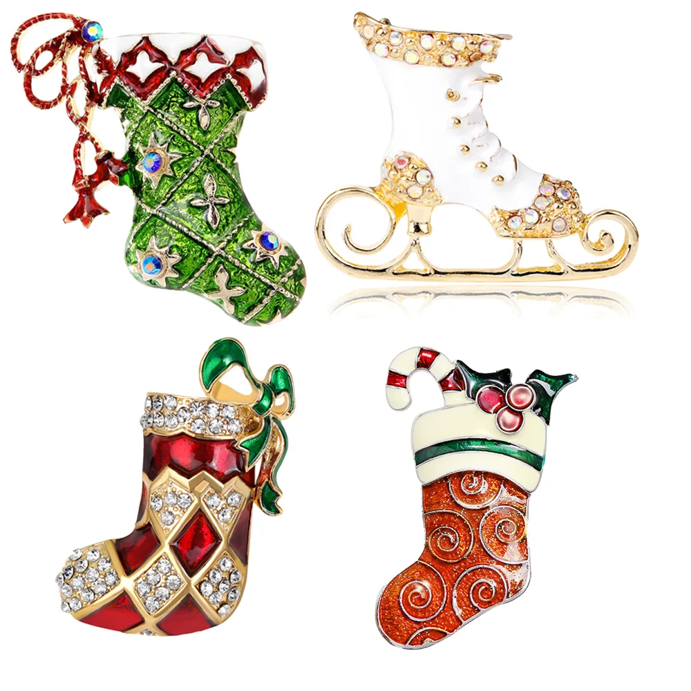 Christmas Drip Oil Socks Brooch Christmas Boot Pin Xmas Suits Jackets Cardigans Accessories Pins Children's Christmas Gifts