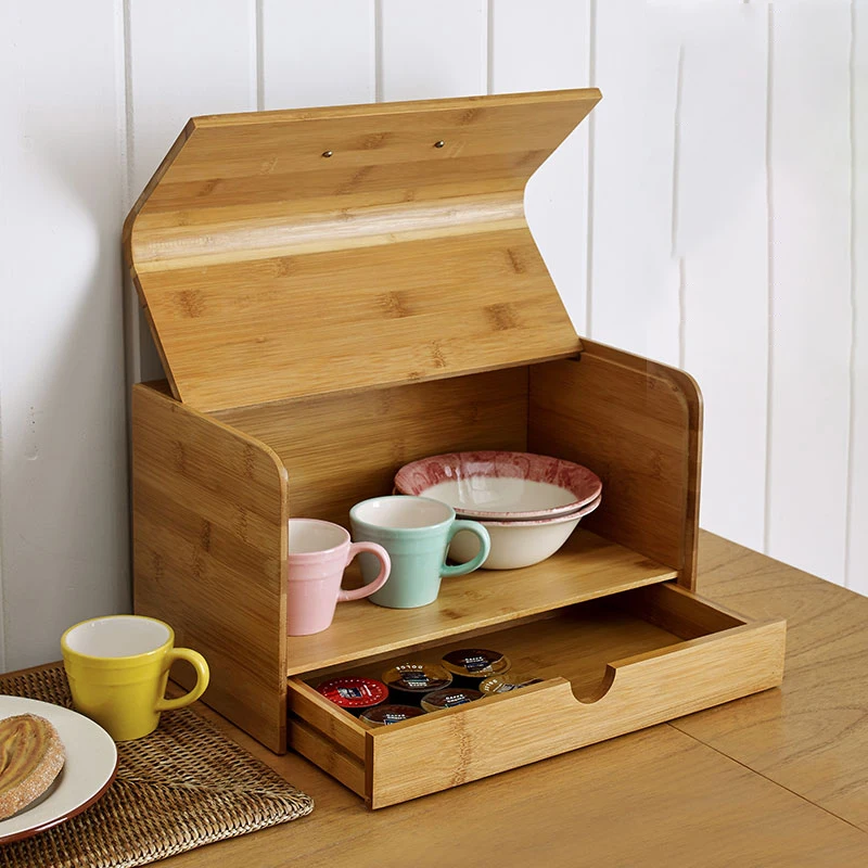 

Wooden Kitchen Storage Box Design Couvert Chocolate Snack Bread Box Food Storage Craft Paneras Para Pan Kitchen Organizer HX50ST