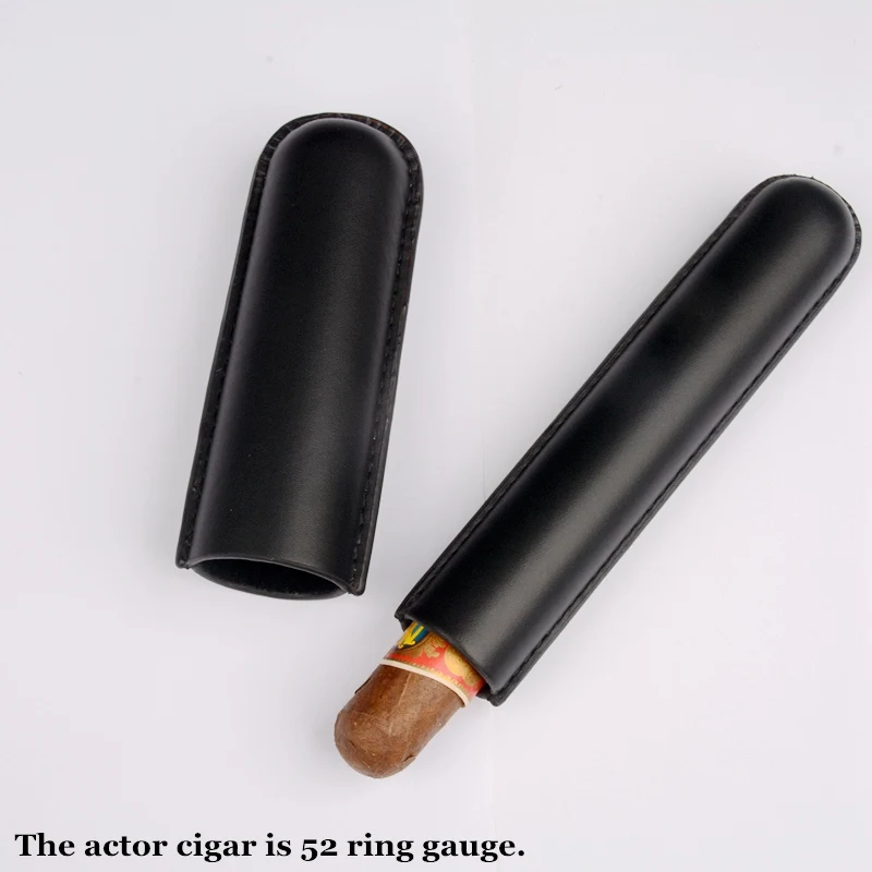 54 Ring  Man-made Leather Cigar Case Single Tube Cigar Holder Mini Humidor Travel  Box Portable Cigar Accessory for Cigar Lover