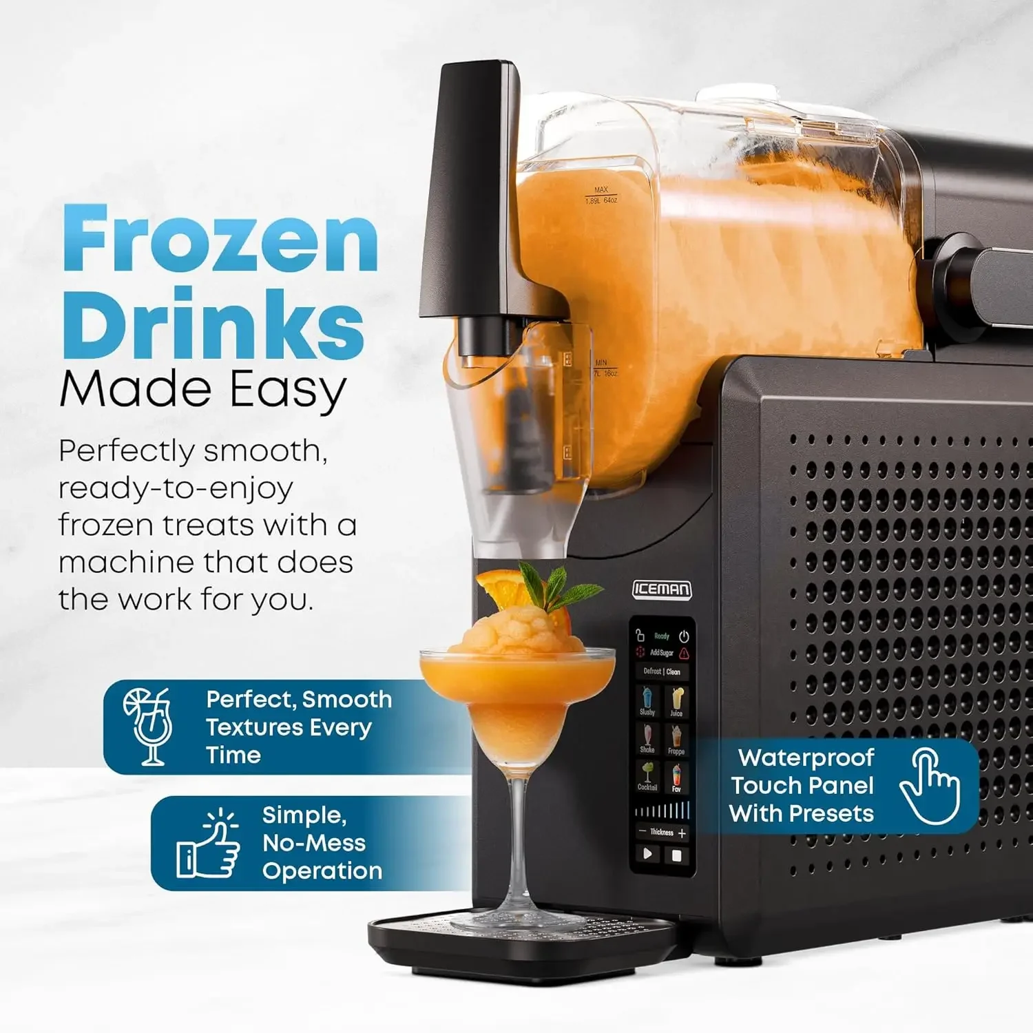 by Chefman Slush Ease MAX 90oz Slushie Machine 64oz Liquid Capacity Frozen Drink Maker Slushy Machine with 5 Presets and LED