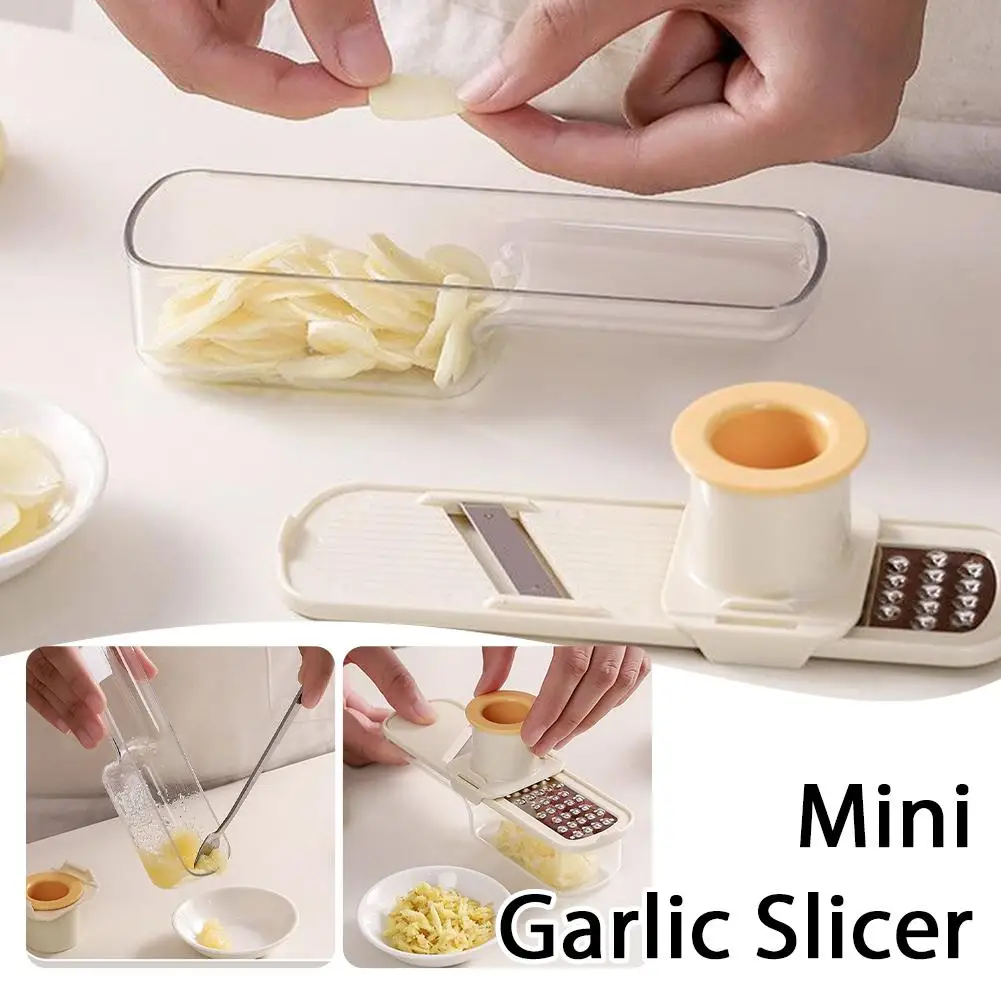 Manueller Slicer, Mini-Knoblauchschneider, multifunktionaler Slicer, Gemüseschredder, Knoblauch-Ingwer-Mühle, Gemüseschneider mit Behälter