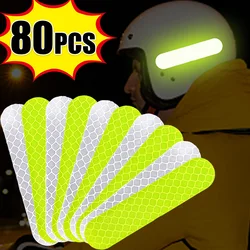 Pegatina reflectante de seguridad para casco, calcomanías impermeables de alta visibilidad para conducción nocturna, coche y caminar, 80-10 piezas