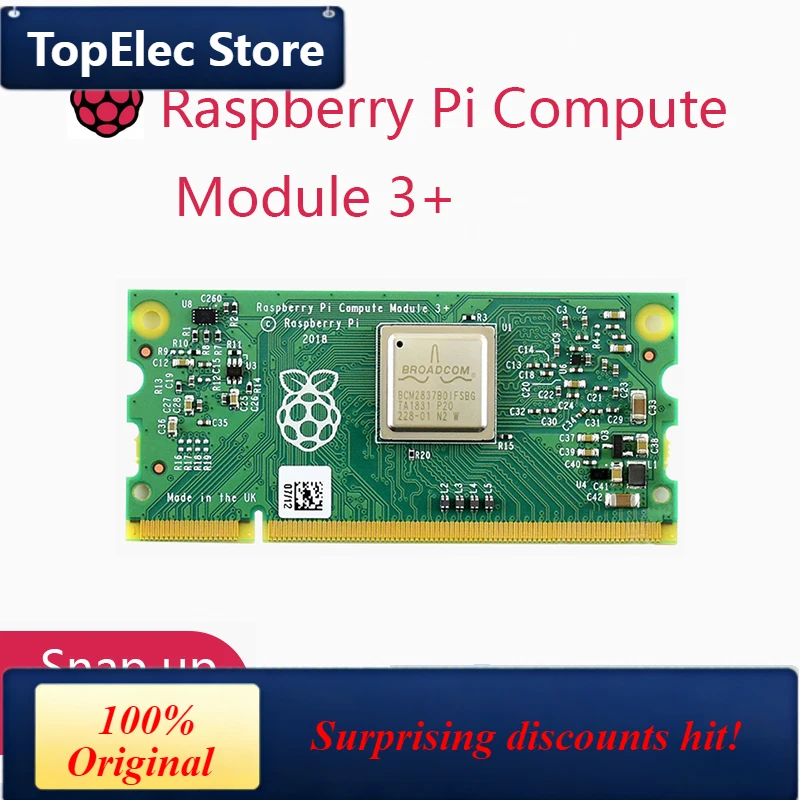 TopElec Raspberry Pi Compute Module 3 CM3+ Lite/8GB/16GB/32GB eMMC Flash Memory Broadcom ,CM3 CM1 Original CMIO Board IOT Gatewa