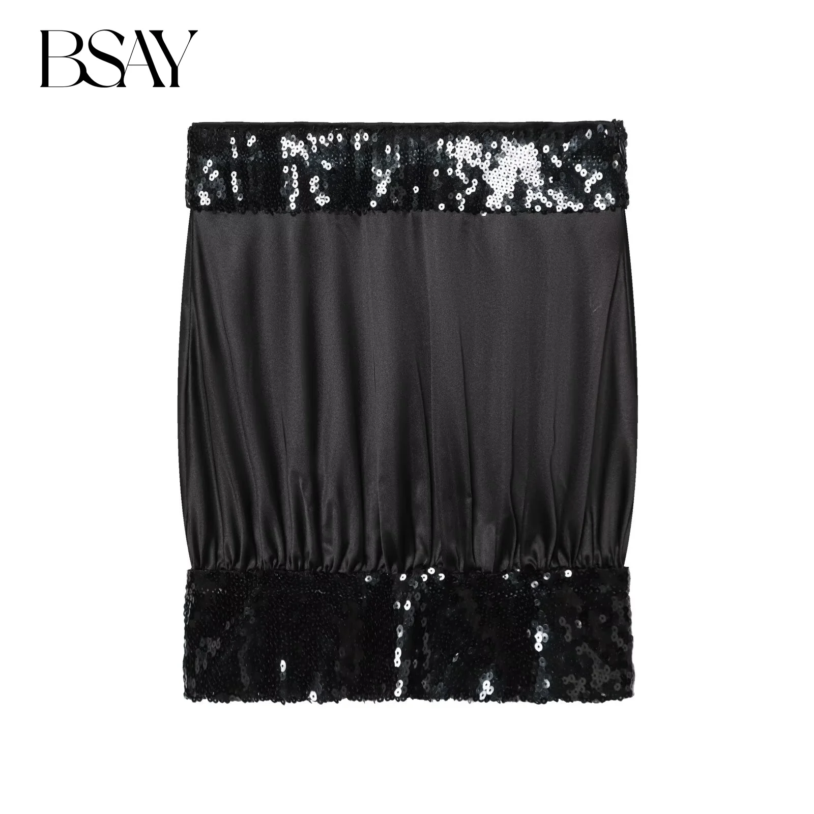 

BSAY Sequin Patchwork Strapless Top for Women Fashion Autumn Winter New Sleeveless Vest Tank Chic Ladies Crop Tops Mujer