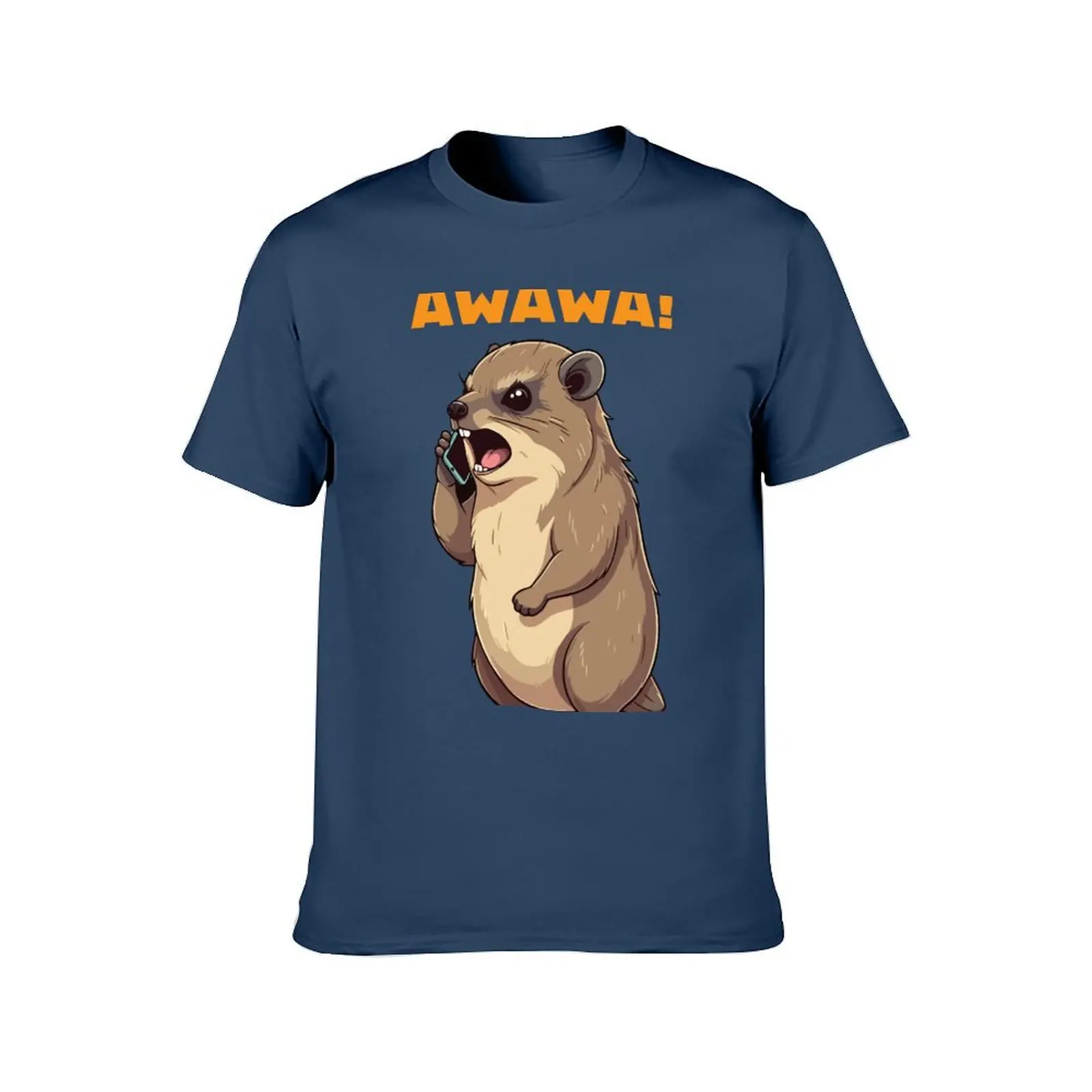 Rock Hyrax Awawa Funny On Phone Groundhog Dassi T-Shirt rapper graphic tees summer tops Men's t-shirt