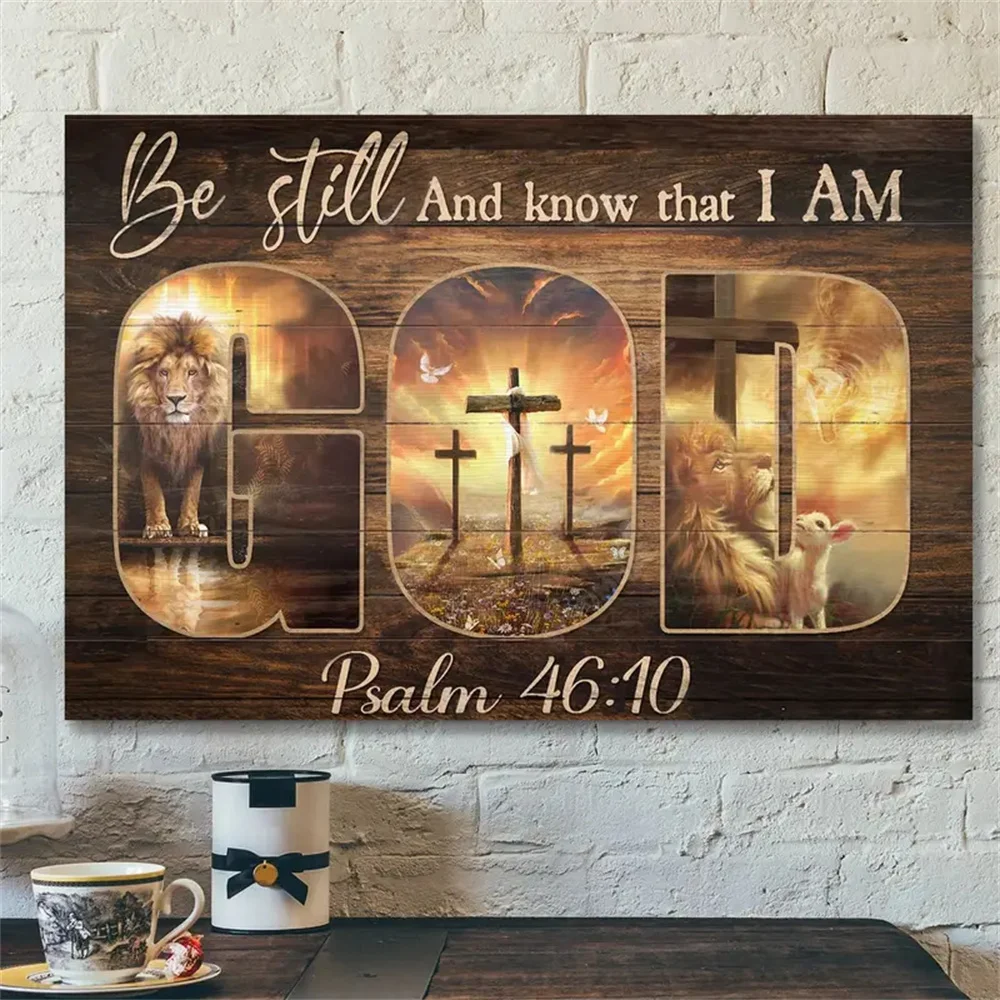 Bible Verse Canvas Picture Christian Canvas Art Poster Jesus Canvas, Be Still And Know That I Am Paintings Prints Bedroom Decor