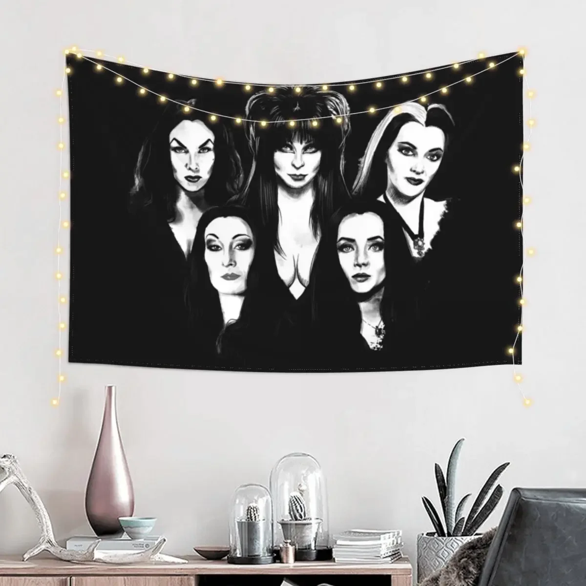 Goth Queens - Elvira, Vampira, Lily, Morticia Tapestry Decoration For Home Wall Hanging Tapestry