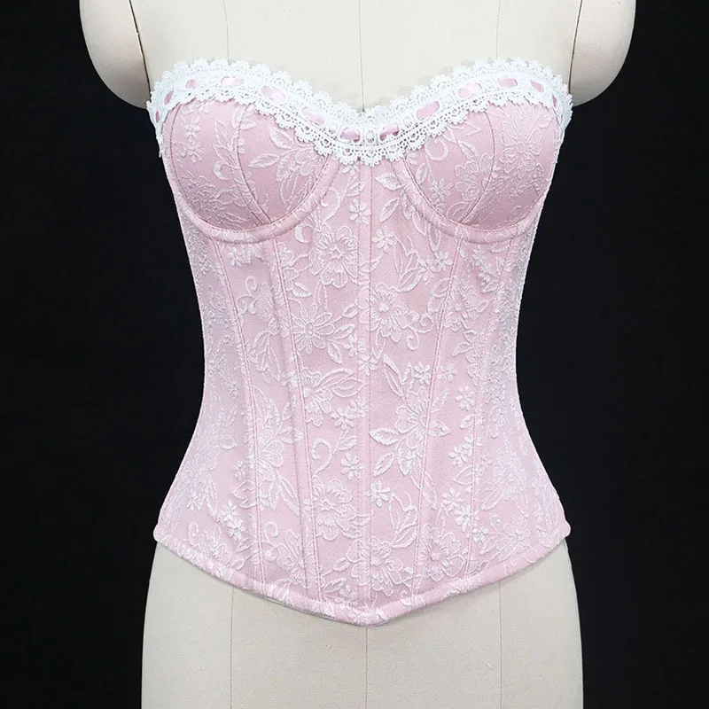 Sexy Brocade Overbust Corset Tops for Women Steel Boned Lace Up Bustiers Hourglass Body Shaper Corset Lingerie XXS-3XL