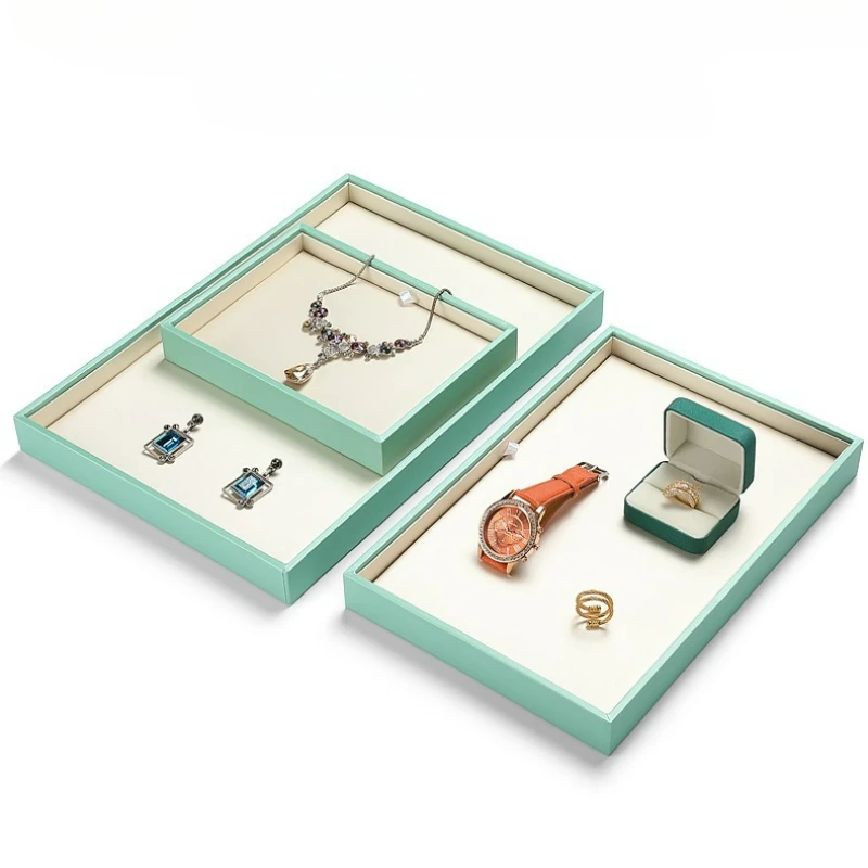 

Light Luxury Simple Jewelry Display Plate PU Leather Ring Necklace Earrings Bracelet Storage Tray